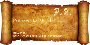 Petrovitz Uriás névjegykártya